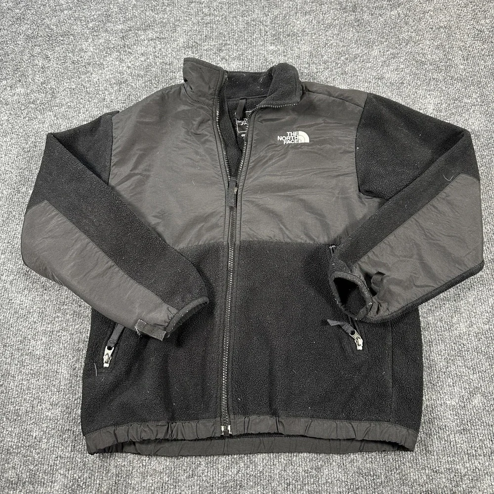 The North Face Fleece Jacket Boys Large Black Good Colorblock Full Zip Logo